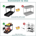 Under Sink Organizer -2 PACK|Pull Out Bathroom Organizer|2 Tier Slide Out Bathroom/Kitchen Organiers and Storage. (2 PACK Normal)