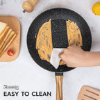 MICHELANGELO Nonstick Frying Pan with Lid, 8 Inch Frying Pans Nonstick with Healthy Coating, Small Frying Pan with Stay-Cool Handle, Induction Compatible