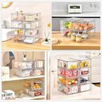 Clemate 8Pack Clear Stackable Kitchen Storage Organizer,Pantry Organizers and Storage,Foods Organizer Bins with Handles, Easily Assemble for Bathroom, Kitchen, Refrigerator, Pantry, Cabinet, Closet