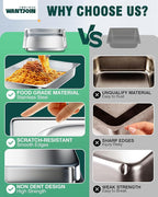 WantJoin Steam Table Hotel Pans 1/1 Full Size 2.5 Inch Deep 6 Pack, Stainless Steel Metal Tray Sets Food Storage Container for Restaurant Chafing Dishes Commercial Buffet Catering Supplies