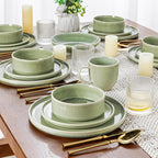 AmorArc Ceramic Dinnerware Sets, Handmade Reactive Glaze Stoneware Plates and Bowls Sets,Highly Chip and Crack Resistant | Dishwasher & Microwave Safe Dishes Set, Service for 4 (12pc)