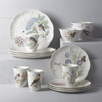 Lenox Dinnerware Set, Butterfly Meadow Flutter 12-Piece Set, Service For 4, Elegant White Porcelain, Dishwasher Safe, Chip Resistant, Plates And Bowls Sets, Home and Kitchen (Assorted, 12 Pieces)