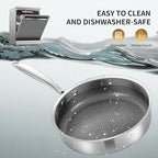 LOLYKITCH 3 Quarts Hybrid Stainless Steel Nonstick Sauté Pan,Skillet,10 Inch Induction Deep Frying Pan,Dishwasher and Oven Safe,Riveted Handle.