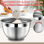 Mixing Bowls with Strainer, Mixing Bowl with Lids Set, Stainless Steel Mixing Bowls, Kitchen Gadgets Salad Bowls with Strainer for Mixing & Preping & Serving, Multicolor