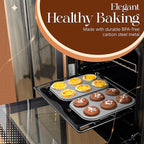 8 Piece Nonstick Stackable Bakeware Set - 8 Piece Nonstick Bakeware Set - Easy Storage, 450°F Oven Safe, Durable Design, Muffin, Loaf, Baking Sheets, Round & Square Pan, Roaster; BPA-Free (Gray)