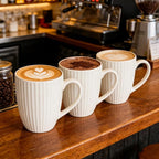 14oz Ceramic White Coffee Mugs Set Of 6 - Porcelain Coffee Mugs Set - Cups For Latte, Hot Tea, Cappuccino, Mocha, Cocoa, White