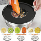 Thickened Stainless Steel Mixing Bowls with Airtight Lids, Umite Chef 26Pcs Stainless Steel Bowls Set, 3 Grater Attachments & Black Non-Slip Bottoms Size 7, 4, 2.5, 2.0,1.5, 1QT for Mixing & Serving