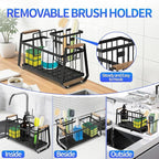 Sponge Holder for Kitchen Sink, Kitchen Sink Caddy Organizer with High Brush Holder, Rustproof Sponge Holder, Kitchen Countertop Organizers and Storage Essentials