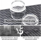 ZLR Silicone Sponge Holder & Sink Caddy Tray (6" x 17") - Narrow Dish Drying Mat for Kitchen Counter - Waterproof Soap Dispenser Organizer, Non-Slip Bathroom Vanity Tray (Dark Gray)