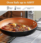 KOCH SYSTEME CS Little Skillet with Lid - 8" Copper Nonstick Frying Pan for Oven & Stove, Small Skillet with Ceramic Coating, Aluminum Nonstick Pan, 100% PFOA Free, All Stove Tops Compatible