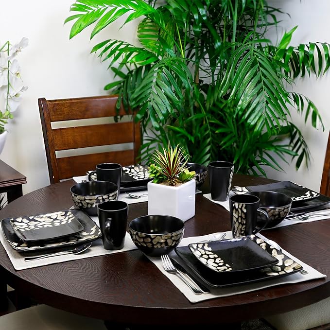 Elama's Savannah 16 Piece Stoneware Dinnerware Set