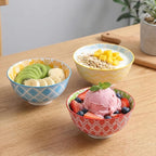 Dessert Bowls Set of 6 - Small Ceramic Bowls for Ice Cream, Snack, Rice - Colorful Cute Style - Microwave and Dishwasher Safe - 4.75 Inch - 10 oz