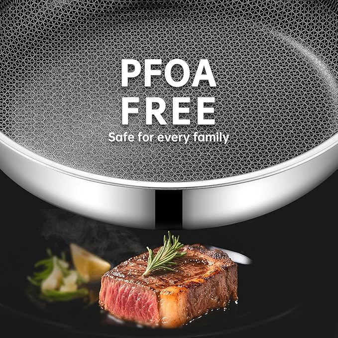 10-Inch Nonstick Frying Pan, PFOA-Free Hybrid Skillet with Stay-Cool Handle & Oven Safe Dishwasher Safe, Compatible with All Stovetops Including Induction for Eggs, Pancakes, Steak