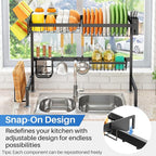 SNTD Over The Sink Dish Drying Rack - Adjustable Dish Rack for Kitchen Counter, Metal (Black)