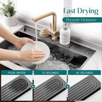 eormoe Diatomite Kitchen Faucet Mat - 14Inch Water Absorbing Stone Tray for Sink, Stone Fast-Drying Faucet Mat for Kitchen Counter Sink Accessories (Dark Grey, 14'' x 3.9'')