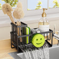 MURLONG Kitchen Sink Organizer,Sink Caddy Organizer with Removable Brush Holder,Self-Draining Countertop Organizers and Storage Essentials,Home Decor and Kitchen Gadgets-Black