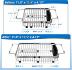 romision Expandable Dish Drying Rack Over The Sink Small Metal Stainless Steel Plate Holder for Compact Kitchen, Space Saving Modern Silver Hanging Drainer