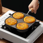 Cast Iron 4-Cup Egg Pan Skillet, Small Omelette Pan, Family Breakfast Pan for Eggs, Pancakes, Sandwich & Bruger, Suitable for Gas Stove and Induction Cooktop, Natural Nonstick with Seasoning, 7.5 inch
