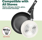 BELLA Cookware Set, 12 Piece Pots and Pans with Utensils, Nonstick PFOA Free Scratch Resistant Cooking Surface Compatible with All Stoves, Nylon and Aluminum, Cream
