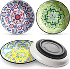 WROSWT Non-Slip Cat Bowl,Ceramic Cat Food Bowls with Silicone Bottom, Anti-Whisker Fatigue Cats Dishes Set, Shallow & Wide Kitten Plates for Food and Water, 4 Pack