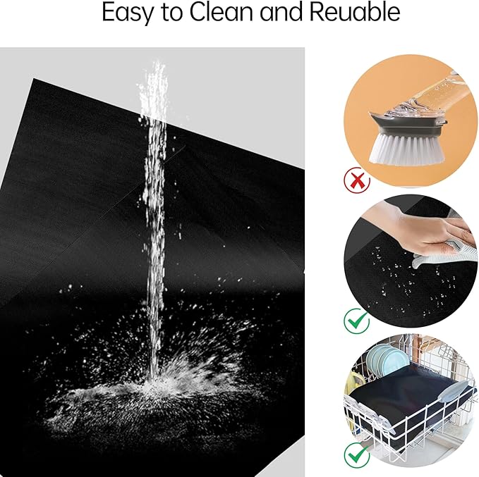 UBeesize 2 Pack Thickened Oven Liners for Bottom of Oven BPA & PFOA Free, Reusable 16x24 Inch Heavy Duty Non Stick Teflon Oven Mats, Fit Electric Gas Toaster Convection Microwave Ovens Grills