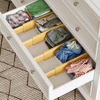 BAMEOS 4" High Drawer Dividers Bamboo Separators Organization Expandable Organizers for Kitchen Bedroom Bathroom Dresser Office 4-pack