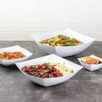 Restaurantware Moderna 64 Ounce Fancy Plastic Bowls 10 Square Disposable Salad Bowls - Durable Heavy-duty White Plastic Bowls For Warm And Cold Foods