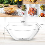 Posh Setting Clear Plastic Serving Bowls Disposable - Square Bowls - Square Candy Bowl - Plastic Snacks & Chip Bowls for Parties - Black, Gold & Clear, White Serving Dishes, 16 OZ, 4 Pack