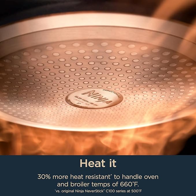 Ninja Ceramic Pro 10.25" Fry Pan, NonStick Pan, Nontoxic, PTFE Free, Ceramic Coated, Stainless Steel Handle, Stove & Oven Safe to 550°F, All Stovetops & Induction Compatible, Midnight Blue, CW30026MM