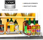LYNK PROFESSIONAL® Pull Out Spice Rack Organizer for Inside Kitchen Cabinets - 10-3/8 inch Wide - Slide Out Drawer – Chrome Sliding Spice Organization for cabinet - Spice Racks - 1 Tier