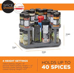 Allstar Innovations Spice Spinner Two-Tiered Spice Organizer & Holder That Saves Space, Keeps Everything Neat, Organized & Within Reach With Dual Spin Turntables- Grey