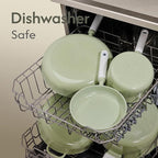 CAROTE Ceramic Cookware Set Nonstick, 9pcs Pots and Pans Set Non stick, Non-Toxic & PFAS-Free,Dishwasher, RV/Camping Cookware Set,Sauce Pan with Lid, Green