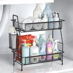LEMIKKLE Large Countertop Organizer for Bathroom Counter, Bathroom Organizers and Storage, Under Sink Organizer Spice Rack Organizer for Kitchen with Basket(Black)