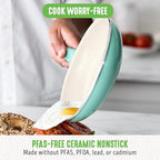 GreenLife Non Stick Fry Pan Set (7" & 10"), Non-Toxic PFAS-Free Ceramic Skillets, Dishwasher & Oven Safe, Egg Omelet Frying Pans, Stay- Cool Handles, Kitchen Home Cooking Essentials, Turquoise