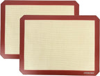 Silicone Baking Mats Set of 2, Half Sheet Nonstick Reusable Baking Sheet Liners for Cookies, Macarons, Bread, Pizza, Pastry, Red