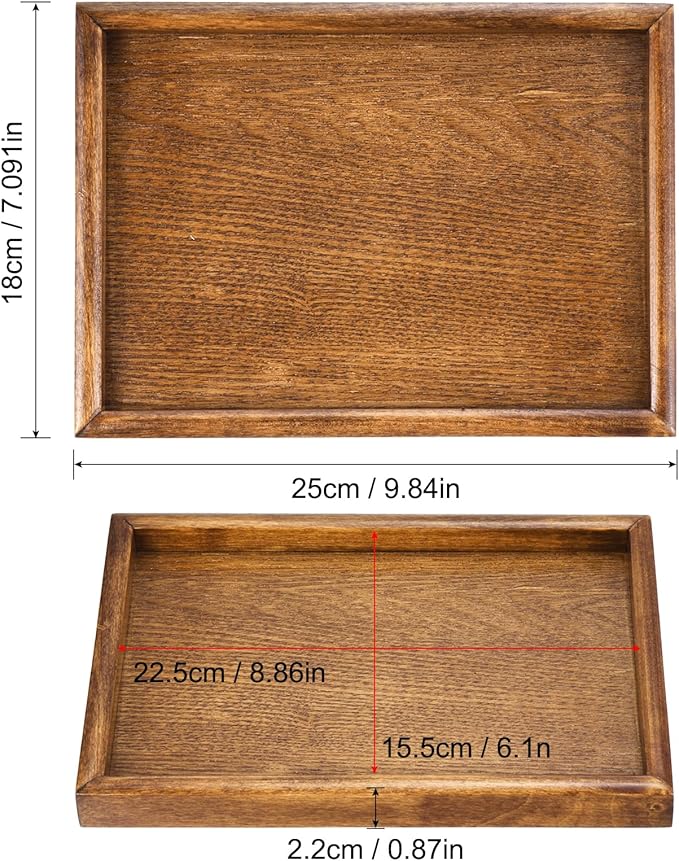 PATIKIL Wood Serving Tray 10x7 Inch Outer Base, Rectangular Decorative Platter for Home Decor Kitchen Table Candle Holder, Brown