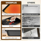 Nonstick Baking Sheet Pan Set of 3, Heavy Duty Cookie Sheets for Oven with Stripe Texture Pattern, 0.6mm Thick Quarter/Half/Jelly Roll Pans, Rust-Resistant & Easy Clean (Black)
