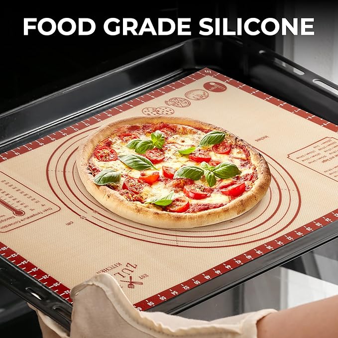 Zulay Kitchen Silicone Baking Mat Sheet - Reusable Silicone Baking Sheet - Easy & Convenient Nonstick Baking Supplies - Mats for Baking - Oven Safe - Extra thick 0.7mm, 26"x16" (Light Red)