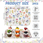 Vesici 3 Pcs Spring Wildflower Serving Trays 13 x 10 Inch Colorful Floral Melamine Platters Reusable Rectangular Serving Dishes for Wedding Bridal Tea Party Sharing Snacks Fruit Dessert Candy