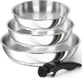 MICHELANGELO Stainless Steel Frying Pan Set, Cooking Pans with Removable Handle, Triply Base Stainless Steel Pan Set, Induction Compatible Skillet- 8" & 9.5" & 11"