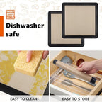 2Pcs Silicone Baking Mats for 12 Inch Cake Pan/12x12 Cheesecake Pan/Toaster Oven Air Fryer Liner, 11.75"Square Food Grade Silicone Mats for Baking, Non Slip Silicone Baking Sheet, Non Stick Reusable