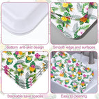 Vesici 3 Pcs Hawaiian Luau Serving Trays 13 x 10 Inch Aloha Tropical Palm Leaf Hibiscus Floral Melamine Platters Reusable Rectangular Serving Dishes for Summer Beach Party Sharing Snacks Fruit Dessert