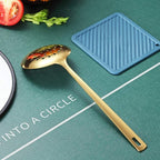Gold Skimmer, Berglander Metal Strainer With Titanium Gold Plating, Kitchen Cooking Skimmers For Non-Stick Cookware, Dishwasher Safe, Easy to Clean