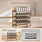 MUDEELA 4 Tier Spice Rack Organizer for Cabinet, Wooden Vertical Spice Shelf, Seasoning Organizer for Countertop, Kitchen, Pantry, Freestanding, 13.4" W × 11.2" H (No Jars Included), Black
