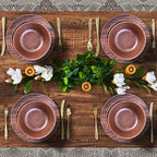 TP 12-Piece Melamine Dinnerware Sets, Plates and Bowls Dishes Set for 4, Break-Resistant & Non-Microwavable, Lightweight Dinner Plates, Wood Grain