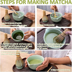 Joyscale Matcha Whisk Set, Matcha Set Whisk And Bowl, 8 Pcs Matcha Kit Set(Texture Design), 16 OZ, Japanese Matcha Tea Set, Matcha Making Kit Gifts for Tea Lovers(Mottled Green)