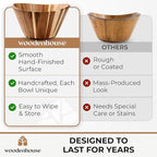 Extra Large Wooden Salad Bowl - Acacia 12” Multi-Purpose Wood Bowls - Decorative Bowls for Home Decor, Storage, Serving, Yarn - Durable Wavy Handmade Design - Wooden Fruit Bowl for Kitchen Counter