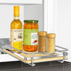 LYNK PROFESSIONAL® Élite™ Pull Out Spice Rack Organizer for Inside Kitchen Cabinets - 8-3/8 inch Wide - Slide Out Drawer – Wood/Chrome Sliding Spice Organization for cabinet - Spice Racks - 1 Tier