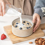 Ceramic Bowl Set of 4-22oz Cereal and Soup Bowls, Microwave and Dishwasher Safe, For Oatmeal, Salad, Pasta, Dessert and Fruit, Beige