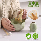 Matcha Whisk Set, 5 Pcs Ceramic Matcha Set, Matcha Kit Set Includes Matcha Bowl, Matcha Whisk and Holder, Bamboo Scoop and Sifter, Matcha Tea Set, Ideal Gift for Family/Friend (Cyan)